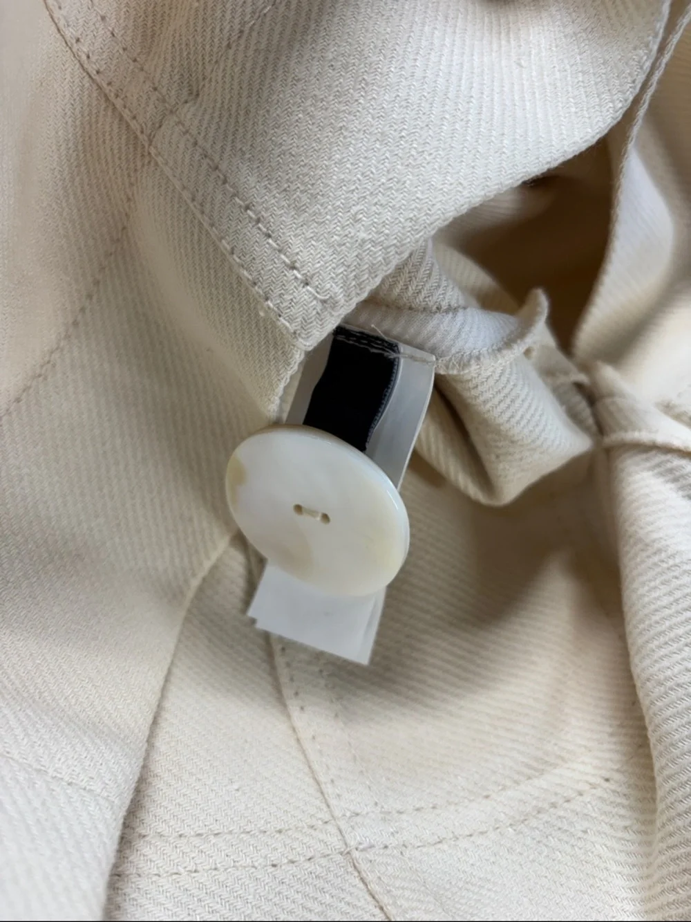 kate spade Luxe Cream Button-Front High Waist linnen blend  twill Skirt withBelt